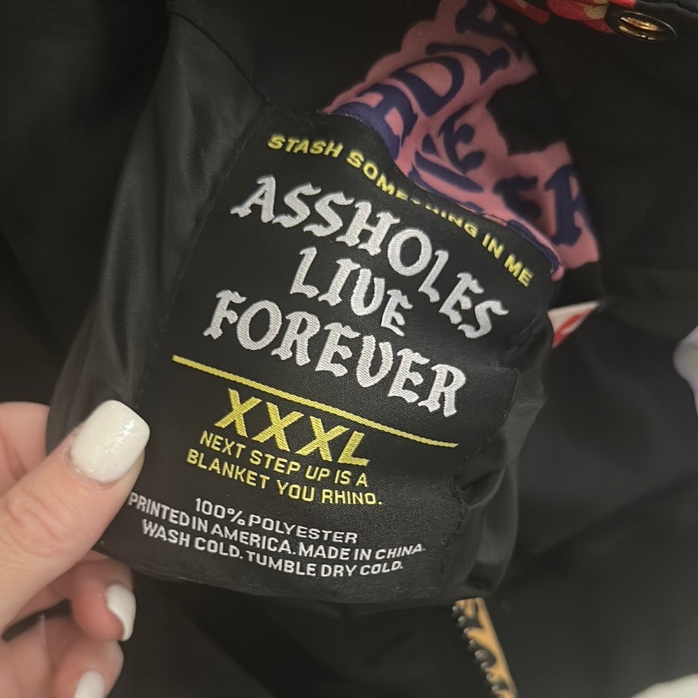 Assholes Live Forever Multi-Color REVERSIBLE Bomber Jacket - XXXL - Picture 8 of 8